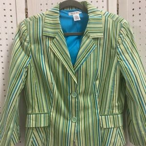 Real Clothes Women's Green Striped Blazer